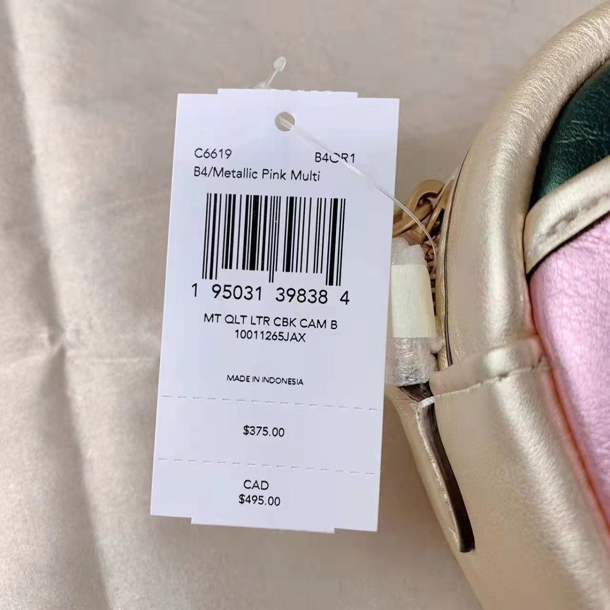 Coach C6619 Small Camera Bag With Colorblock Quilting In Brass/Metallic Pink Multi Coach C6619 Small Camera Bag With Colorblock Quilting In Brass/Metallic Pink Multi